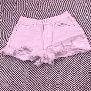 White Ripped Jean Shorts